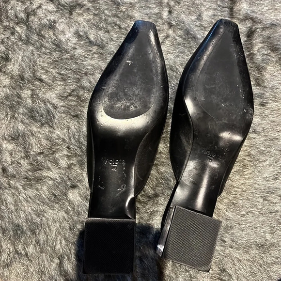 Mango Violeta black leather geometric  clear heels mules Sz 40 - Picture 15 of 16